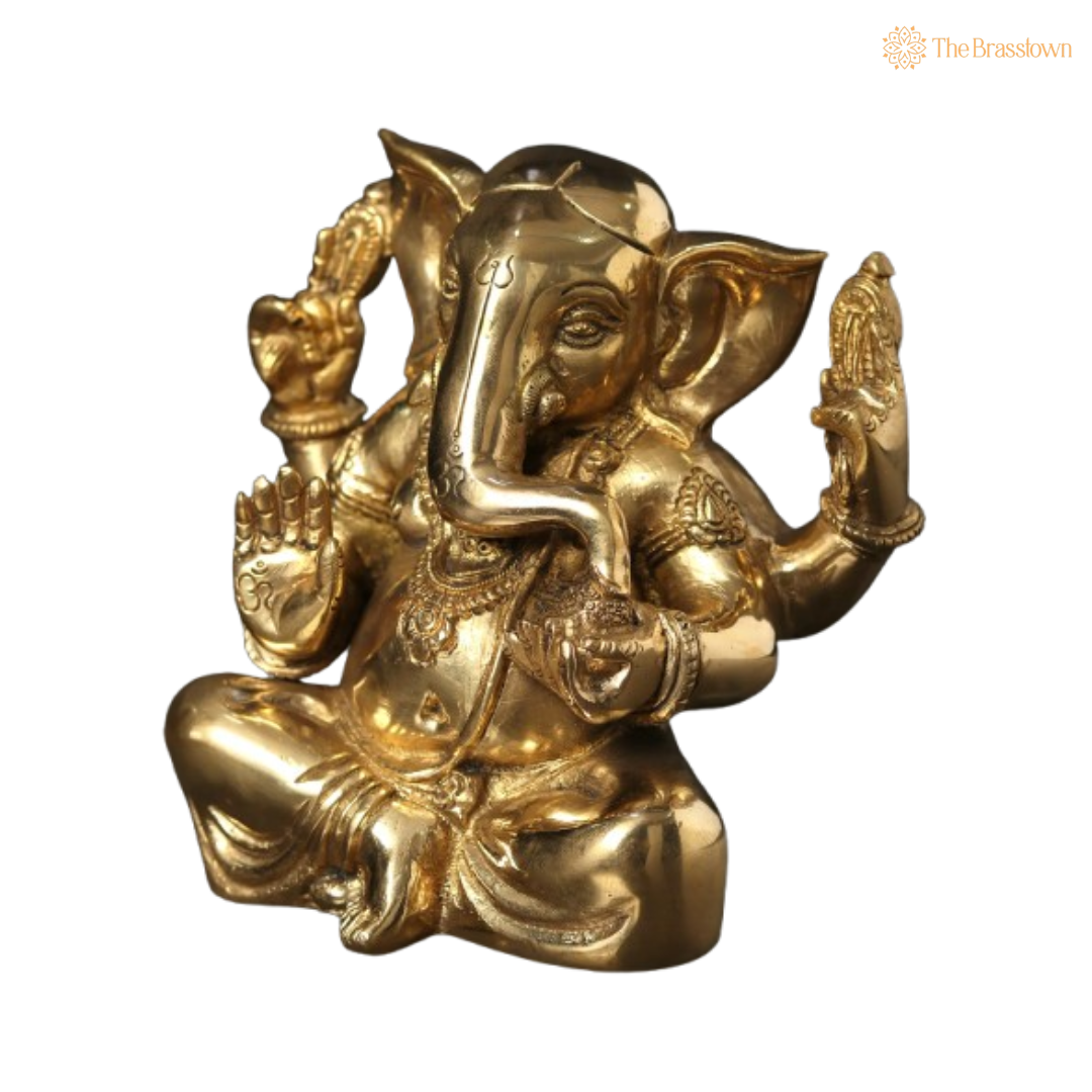 Brass Lord Ganesha Idol 5 Inch