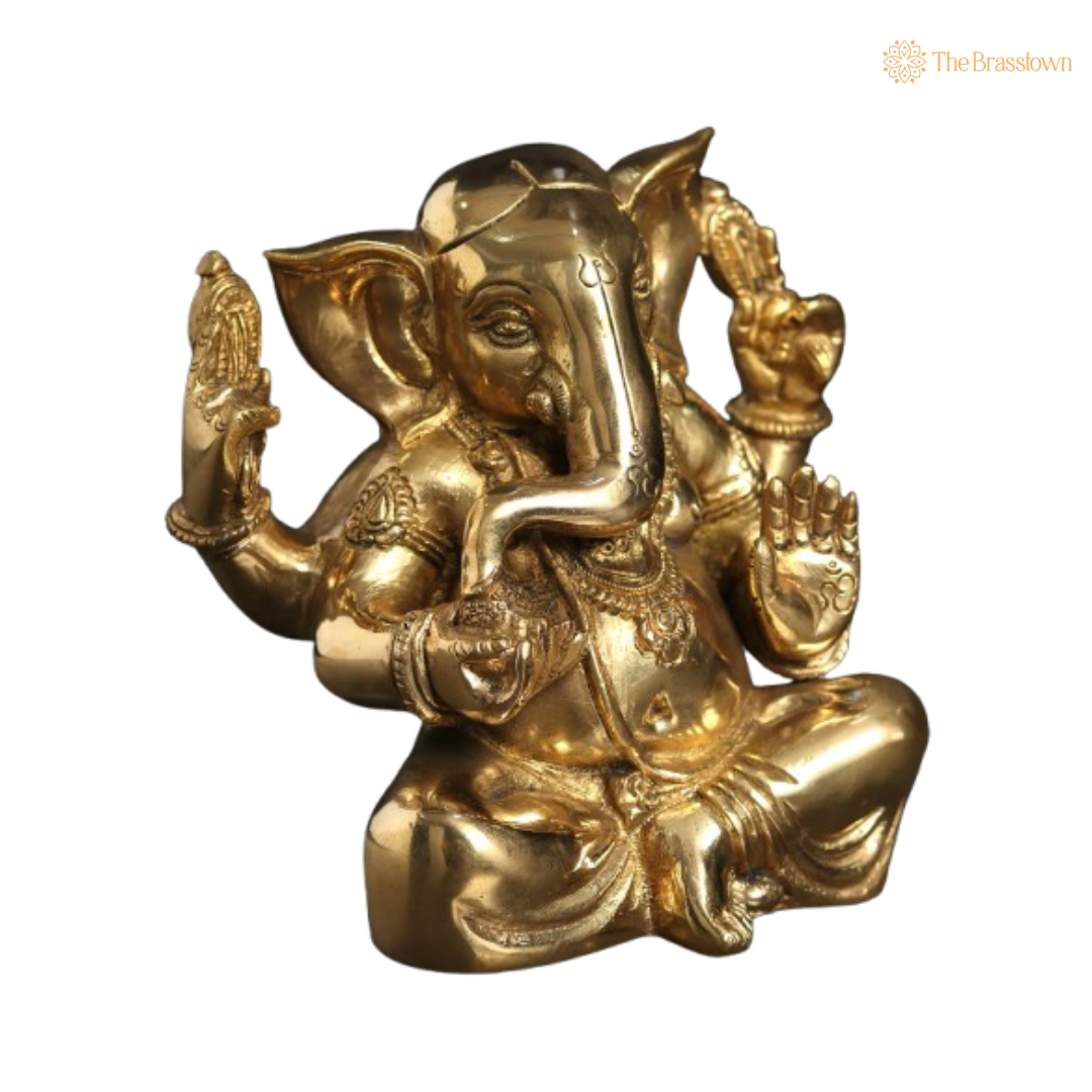 Brass Lord Ganesha Idol 5 Inch