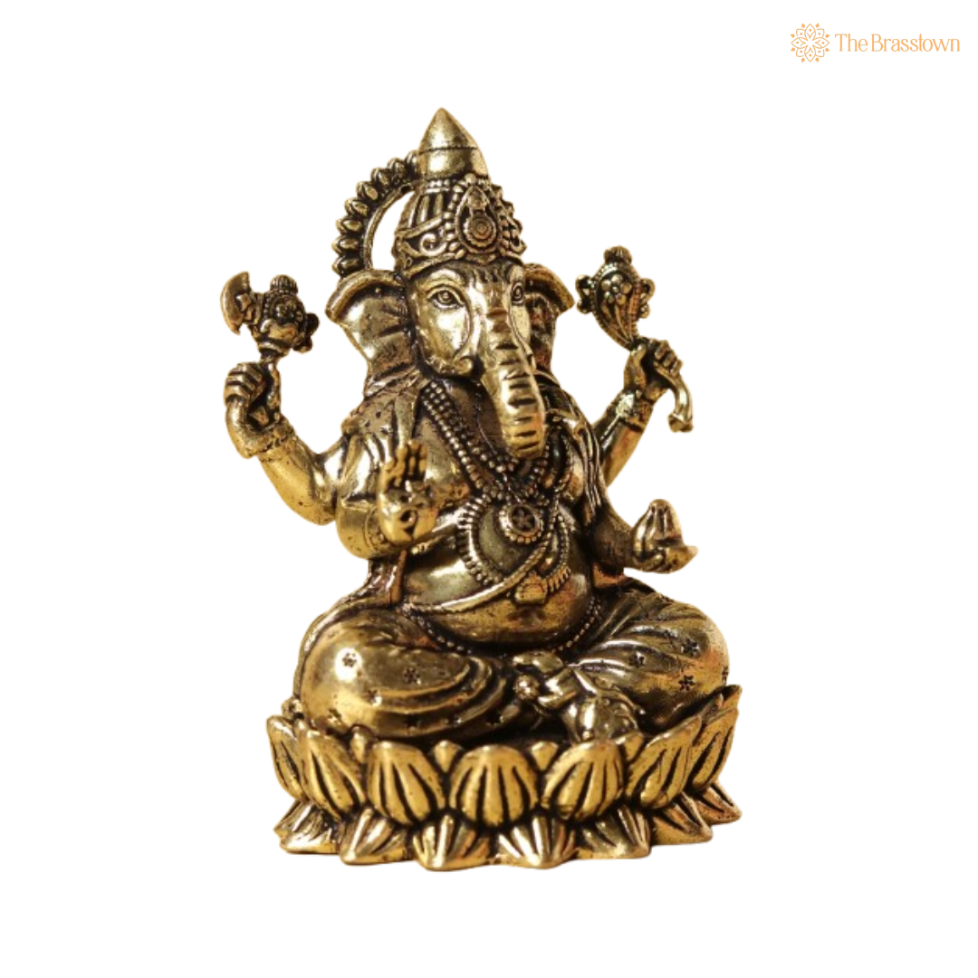 Brass Lord Ganesha Idol 2 Inch