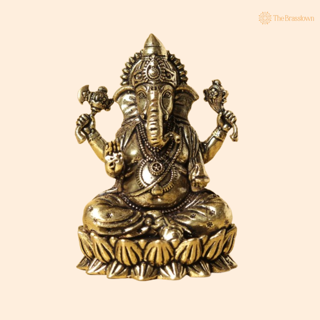 Brass Lord Ganesha Idol 2 Inch