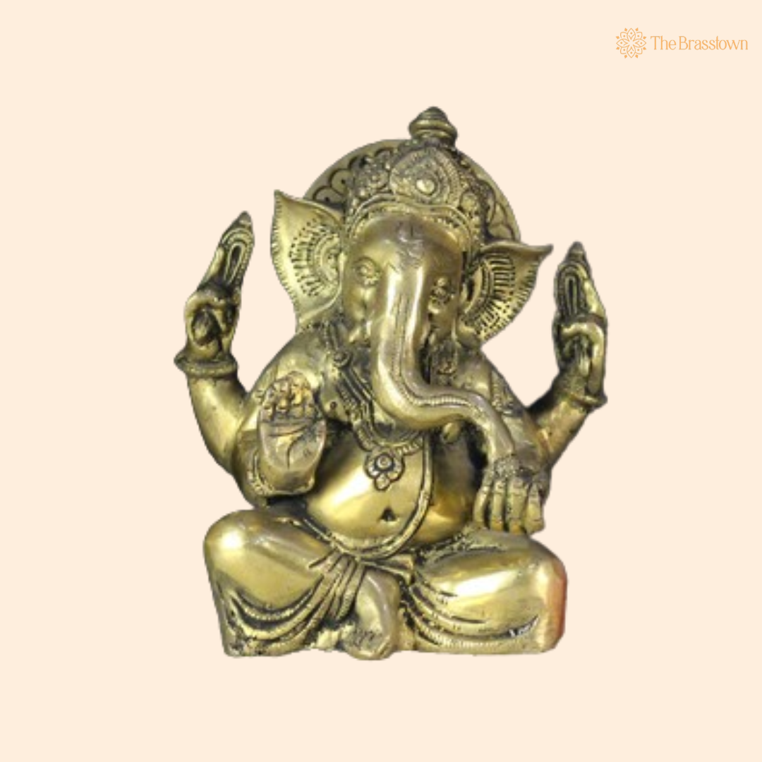 Brass Lord Ganesha Idol 7 Inch