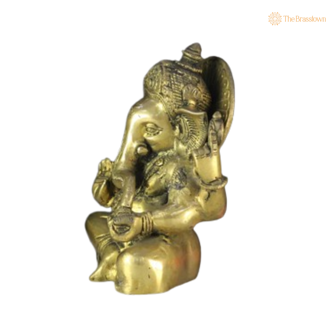 Brass Lord Ganesha Idol 7 Inch