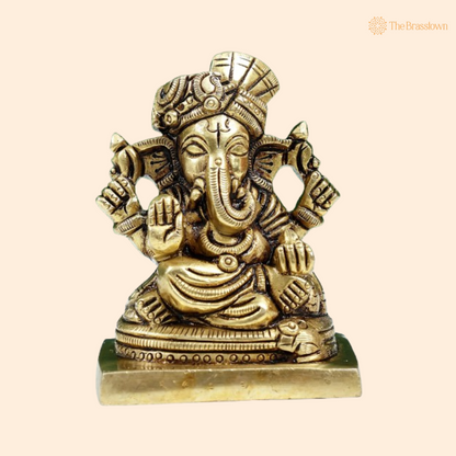 Brass Lord Ganesha Idol – A Symbol of Prosperity &amp; Wisdom 3 Inch