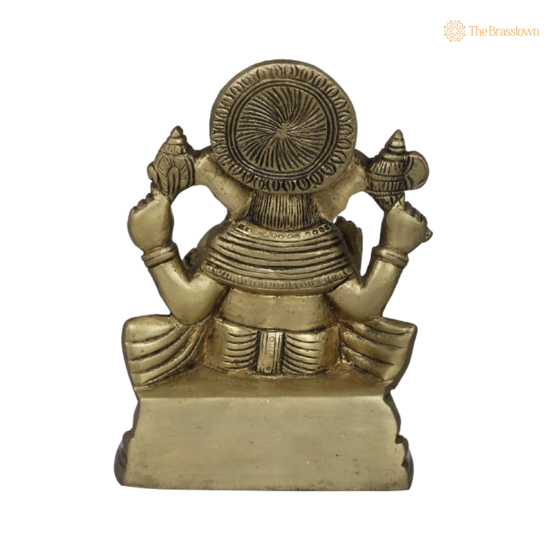 Brass Lord Ganesha Idol – Divine Symbol of Wisdom & Prosperity 5 Inch