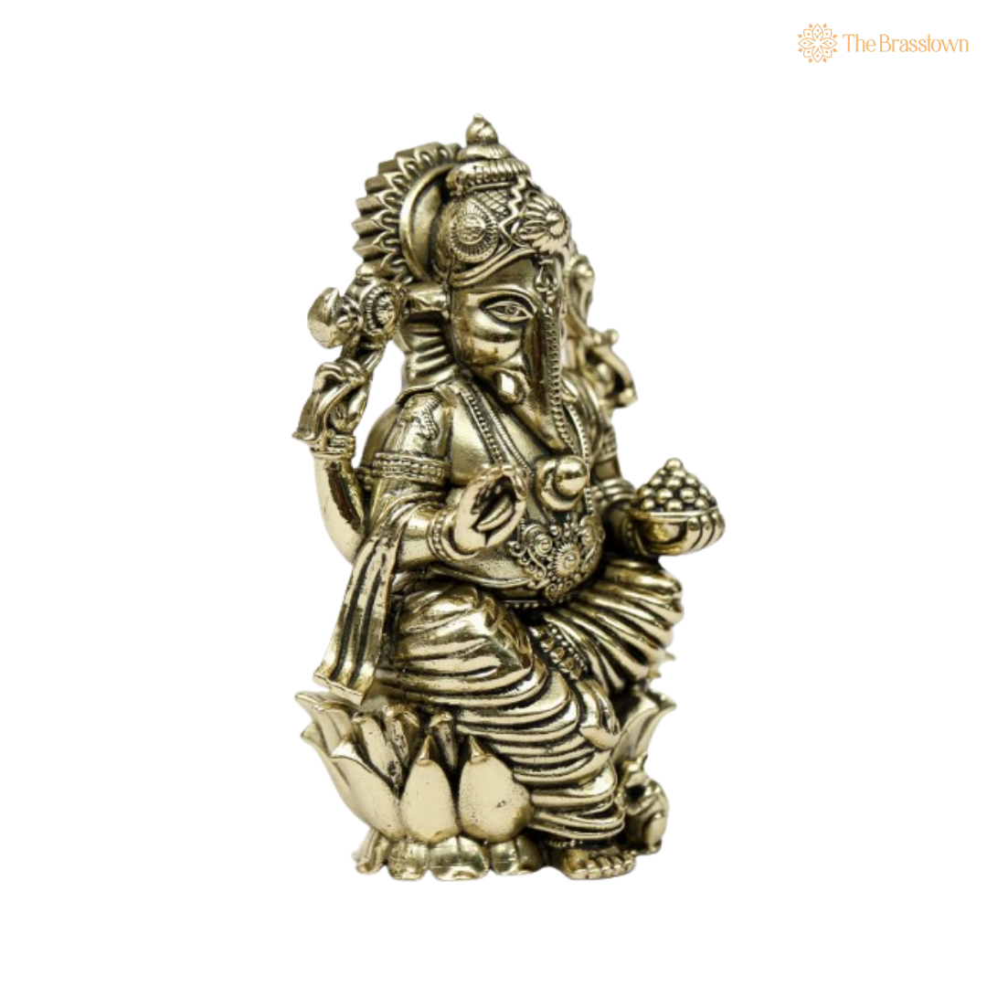 Brass Lord Ganesha Idol – Elegance and Devotion 3 Inch