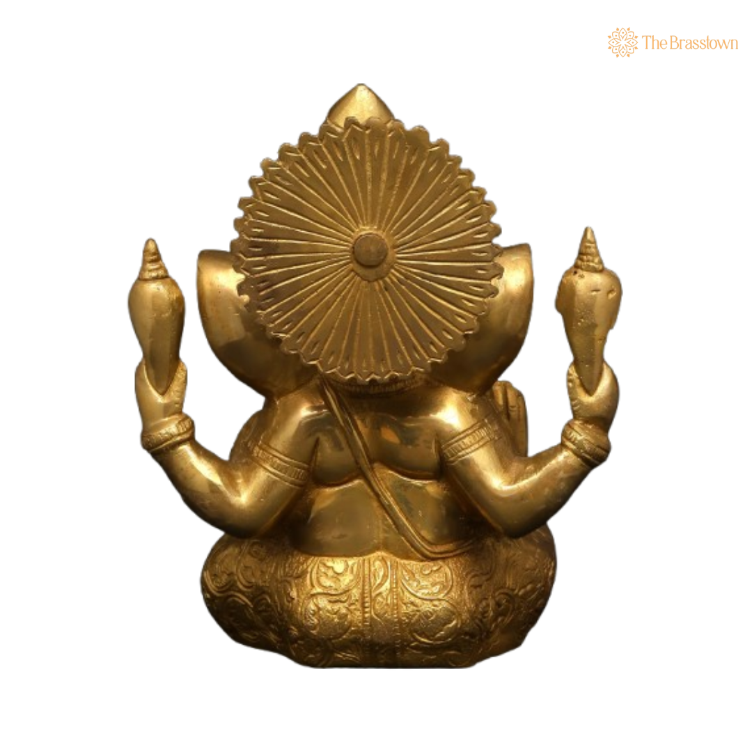 Brass Lord Ganesha Idol – The Divine Symbol of Wisdom & Prosperity 9 Inch