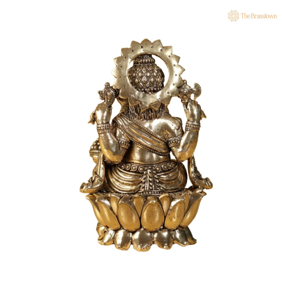 Brass Lord Ganesha Seated Idol 6 Inch