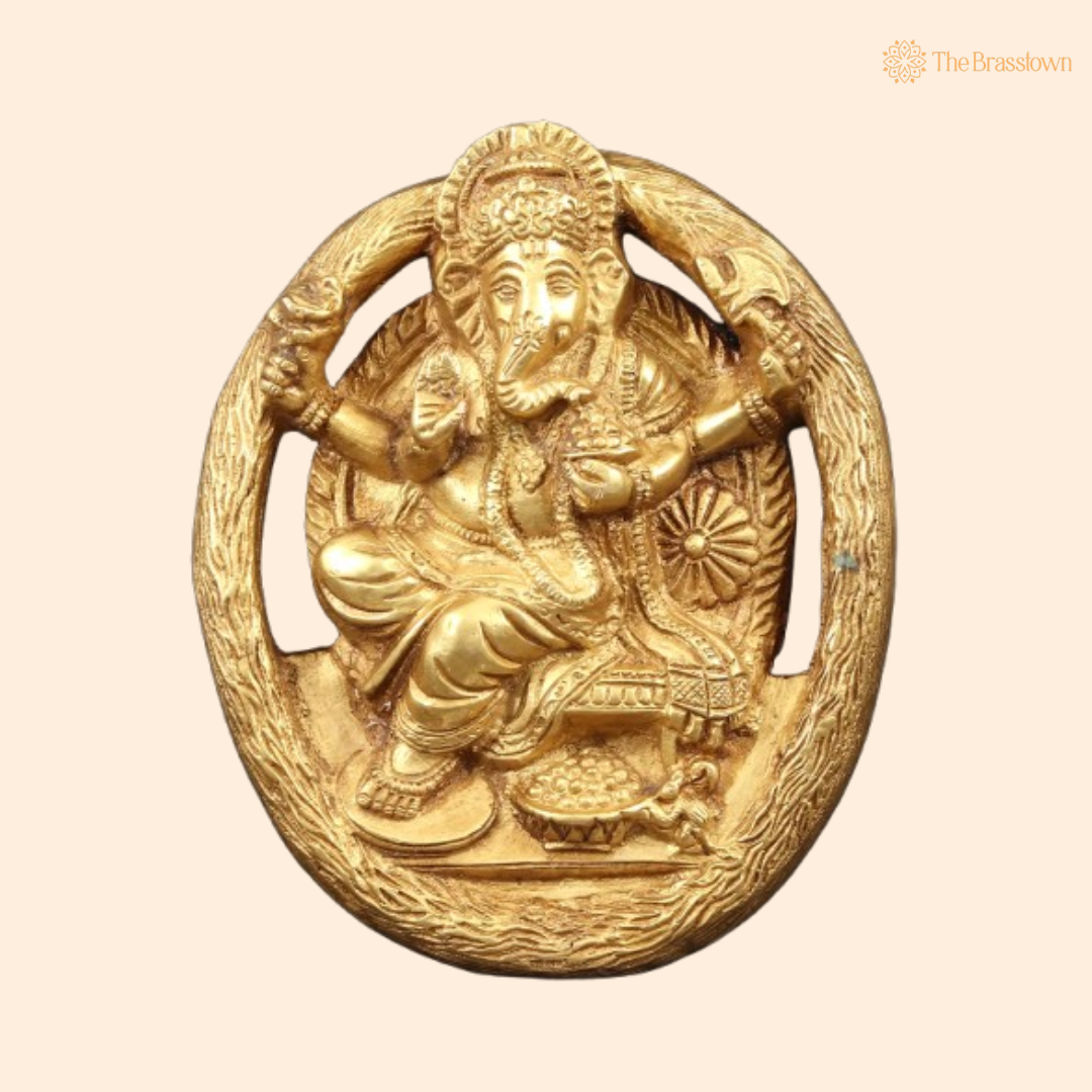 Brass Lord Ganesha Wall Hanging 6 Inch