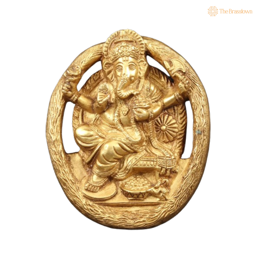 Brass Lord Ganesha Wall Hanging 6 Inch