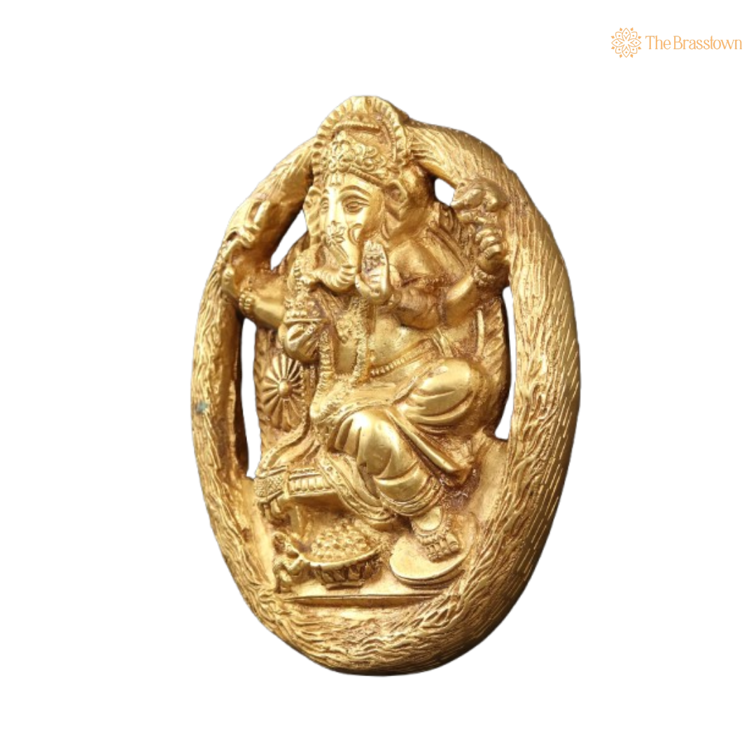 Brass Lord Ganesha Wall Hanging 6 Inch