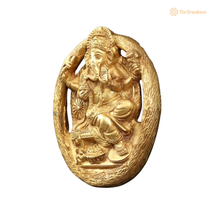 Brass Lord Ganesha Wall Hanging 6 Inch