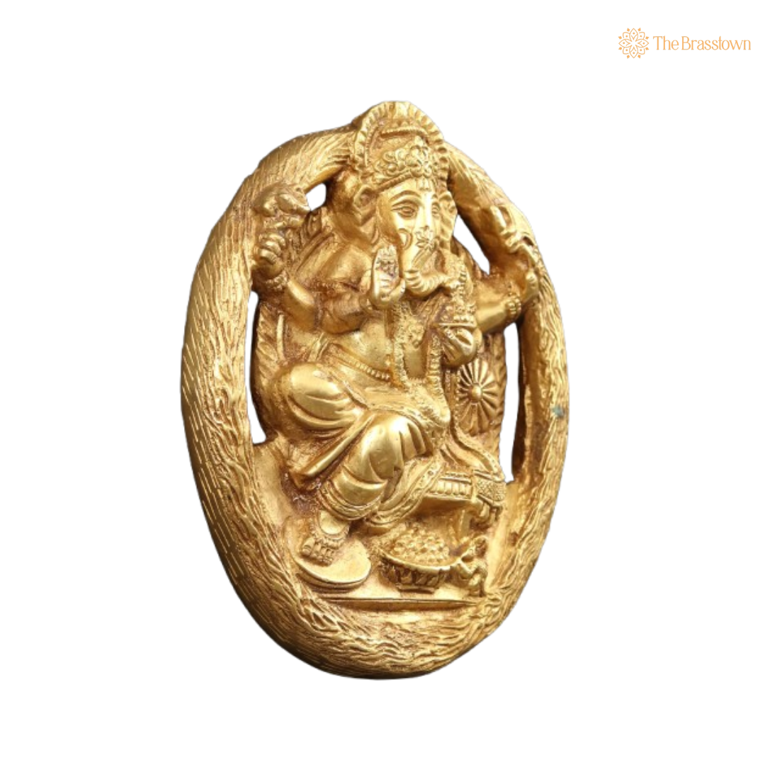 Brass Lord Ganesha Wall Hanging 6 Inch
