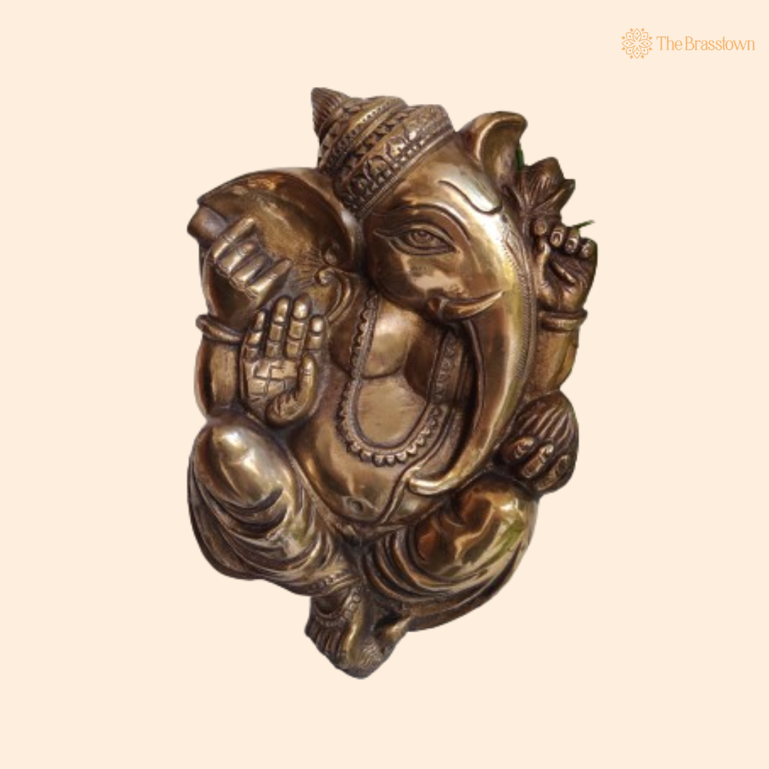 Brass Lord Ganesha Wall Hanging – A Blessing of Wisdom and Prosperity 10.5 Inch