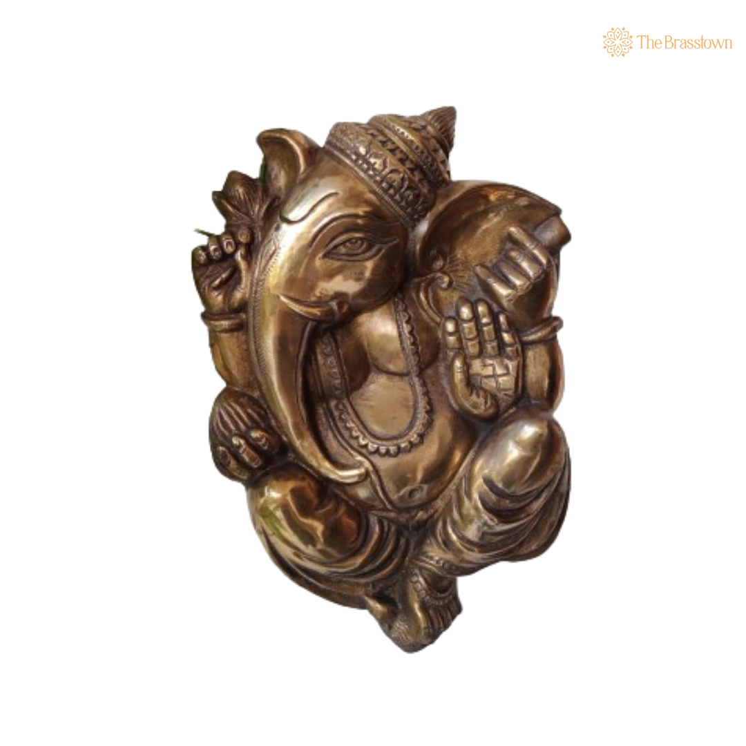 Brass Lord Ganesha Wall Hanging – A Blessing of Wisdom and Prosperity 10.5 Inch