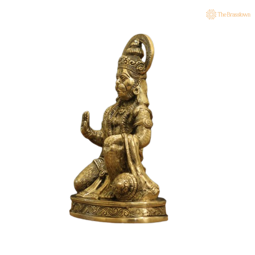 Brass Lord Hanuman Blessing Idol 8.5 Inch