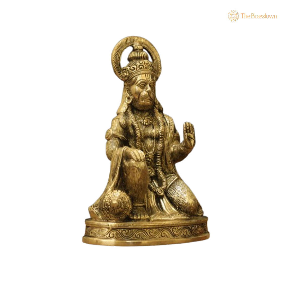 Brass Lord Hanuman Blessing Idol 8.5 Inch