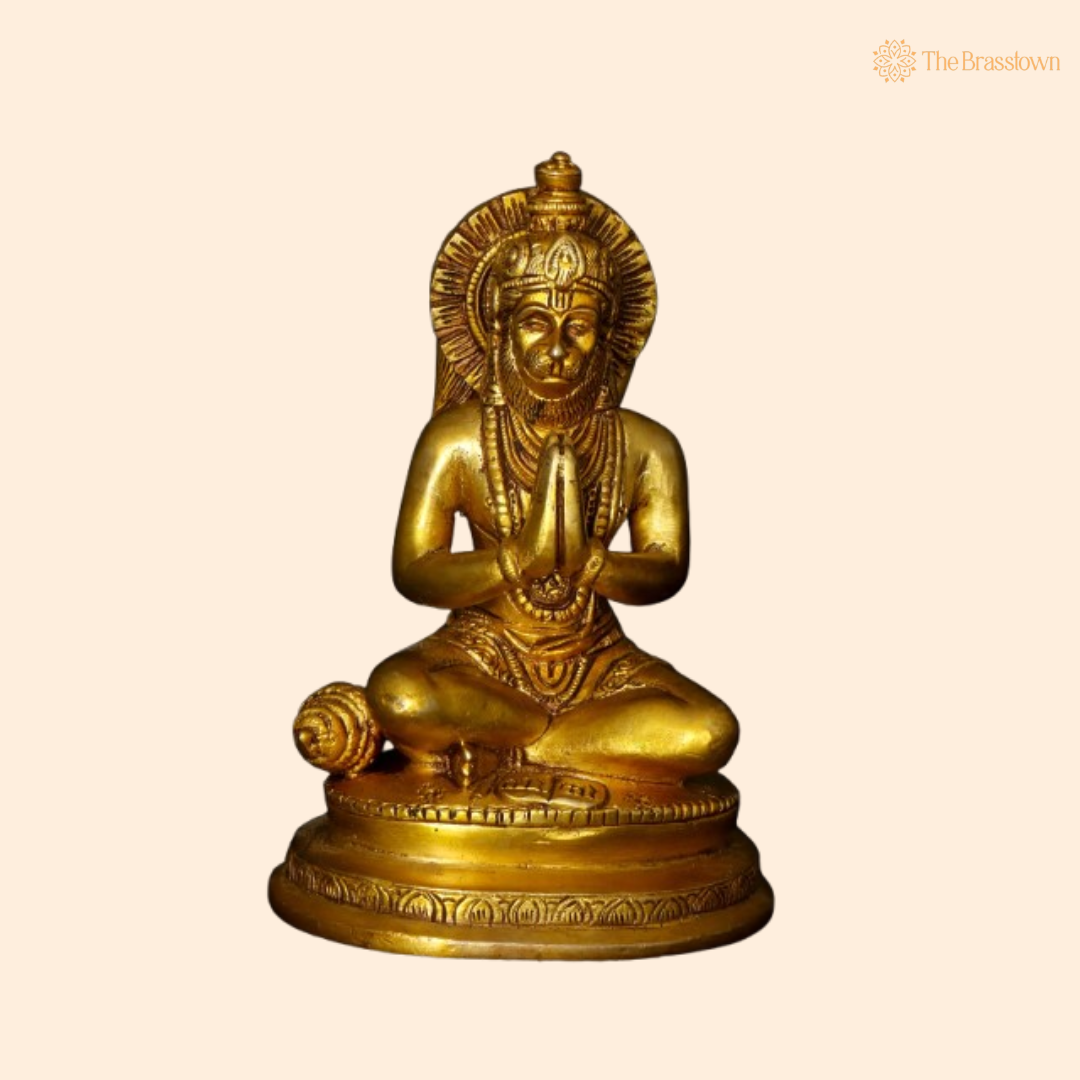 Brass Lord Hanuman Idol 6 Inch