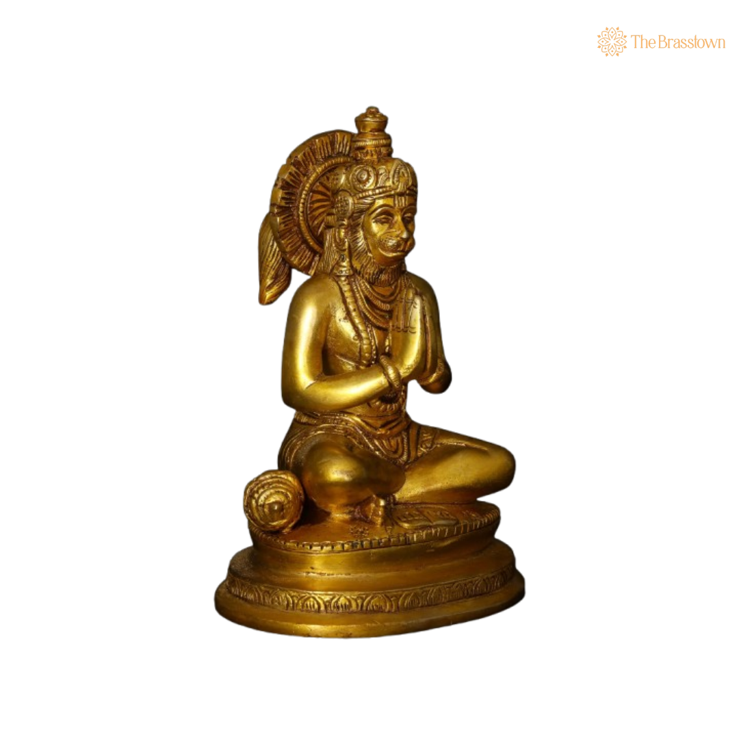 Brass Lord Hanuman Idol 6 Inch