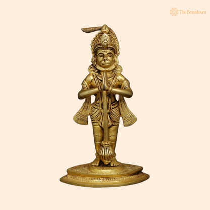 Brass Lord Hanuman Idol 9 Inch