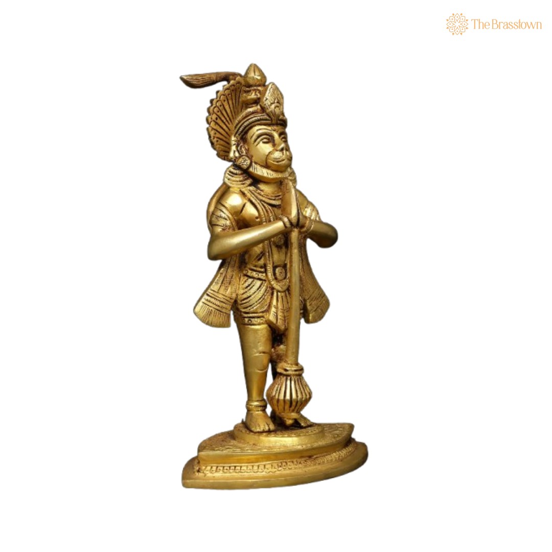 Brass Lord Hanuman Idol 9 Inch