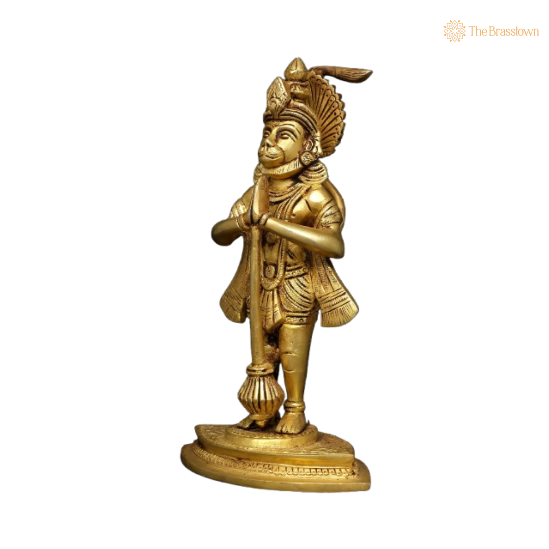 Brass Lord Hanuman Idol 9 Inch
