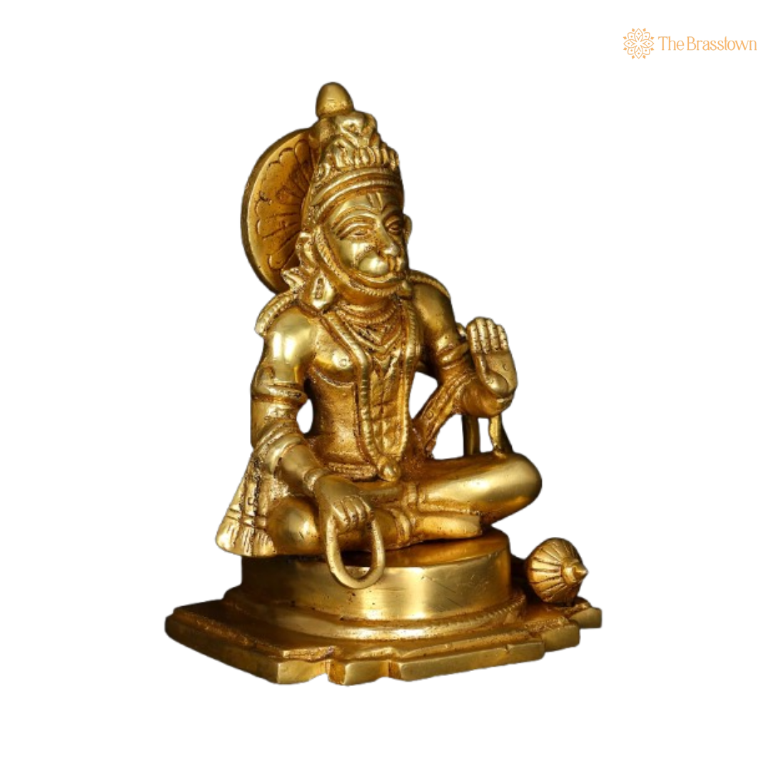 Brass Lord Hanuman Idol – A Symbol of Courage 5 Inch