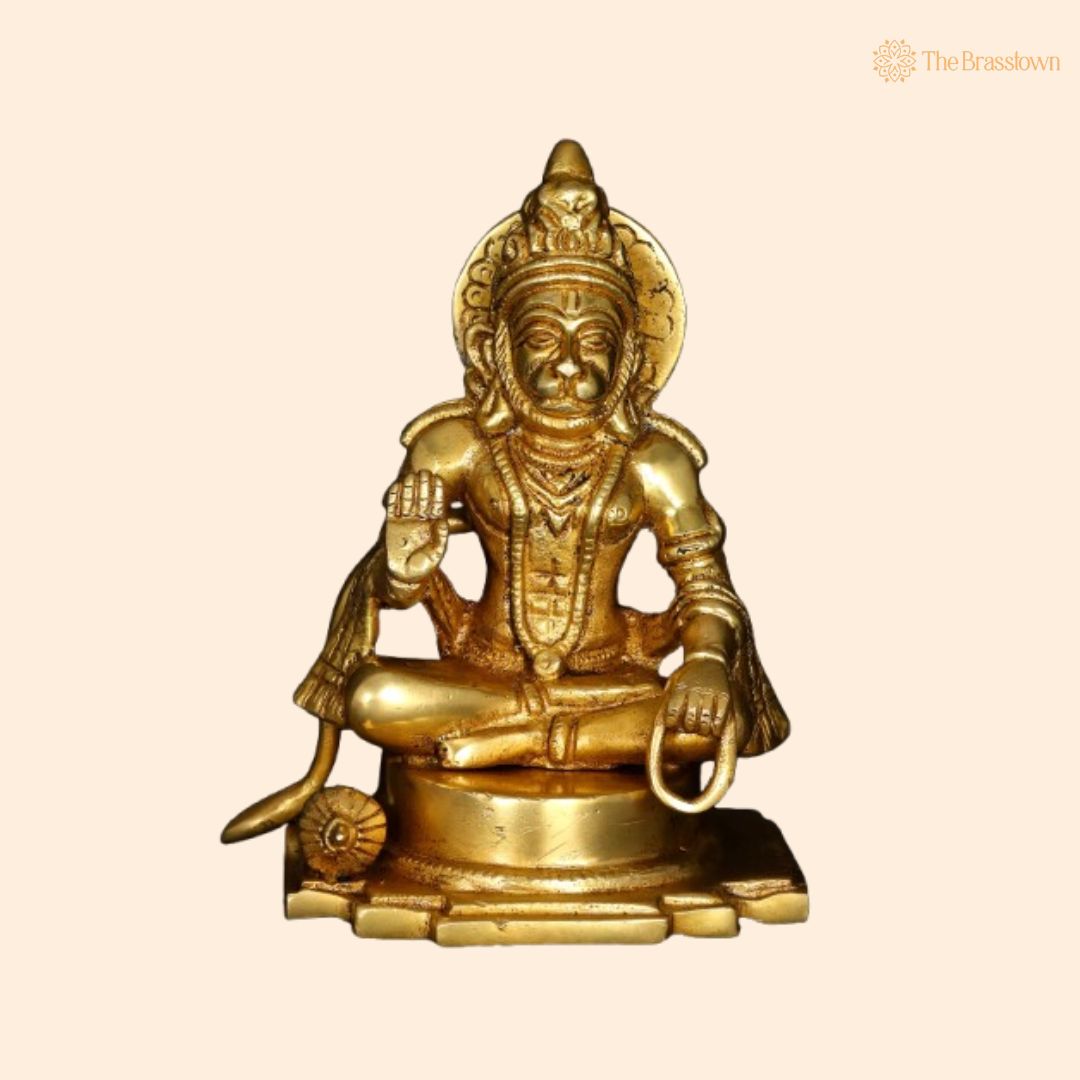 Brass Lord Hanuman Idol – A Symbol of Courage 5 Inch