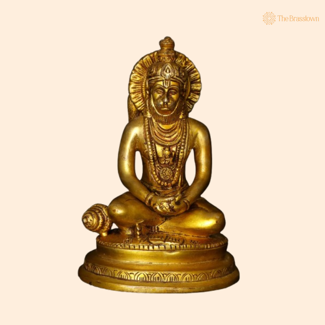 Brass Lord Hanuman Idol – A Symbol of Strength 5 Inch