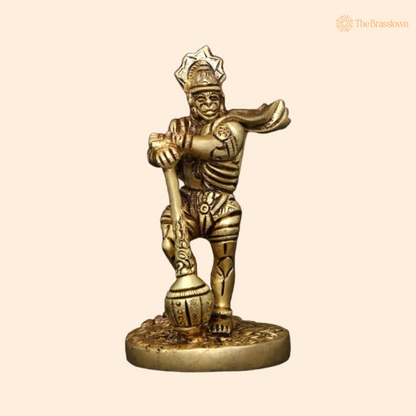 Brass Lord Hanuman Idol – The Divine Protector and Symbol of Strength 4 Inch