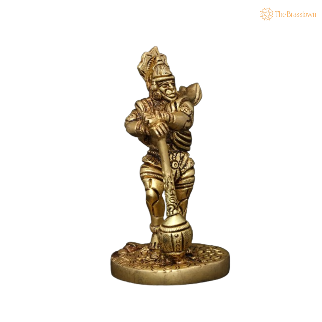 Brass Lord Hanuman Idol – The Divine Protector and Symbol of Strength 4 Inch