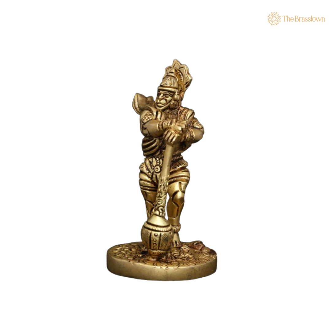 Brass Lord Hanuman Idol – The Divine Protector and Symbol of Strength 4 Inch