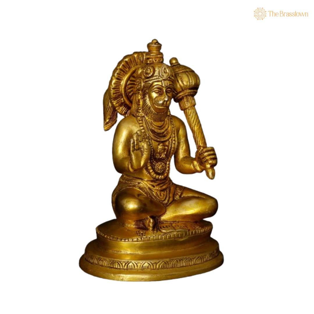 Brass Lord Hanuman Idol – The Divine Protector and Symbol of Strength 6 Inch