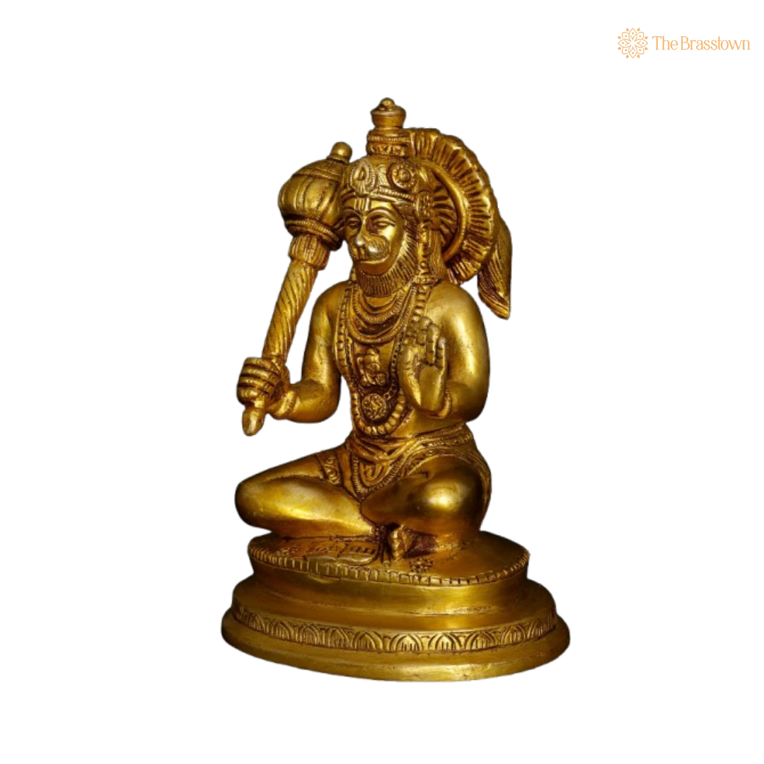 Brass Lord Hanuman Idol – The Divine Protector and Symbol of Strength 6 Inch