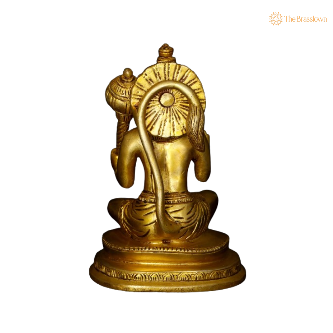 Brass Lord Hanuman Idol – The Divine Protector and Symbol of Strength 6 Inch
