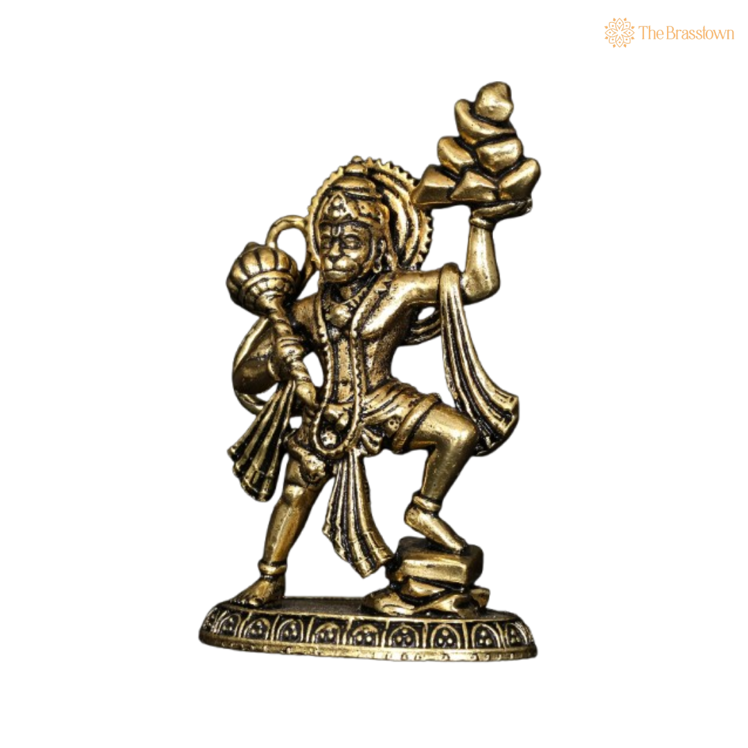 Brass Lord Hanuman Idol – The Mighty Devotee of Lord Rama 2 Inch