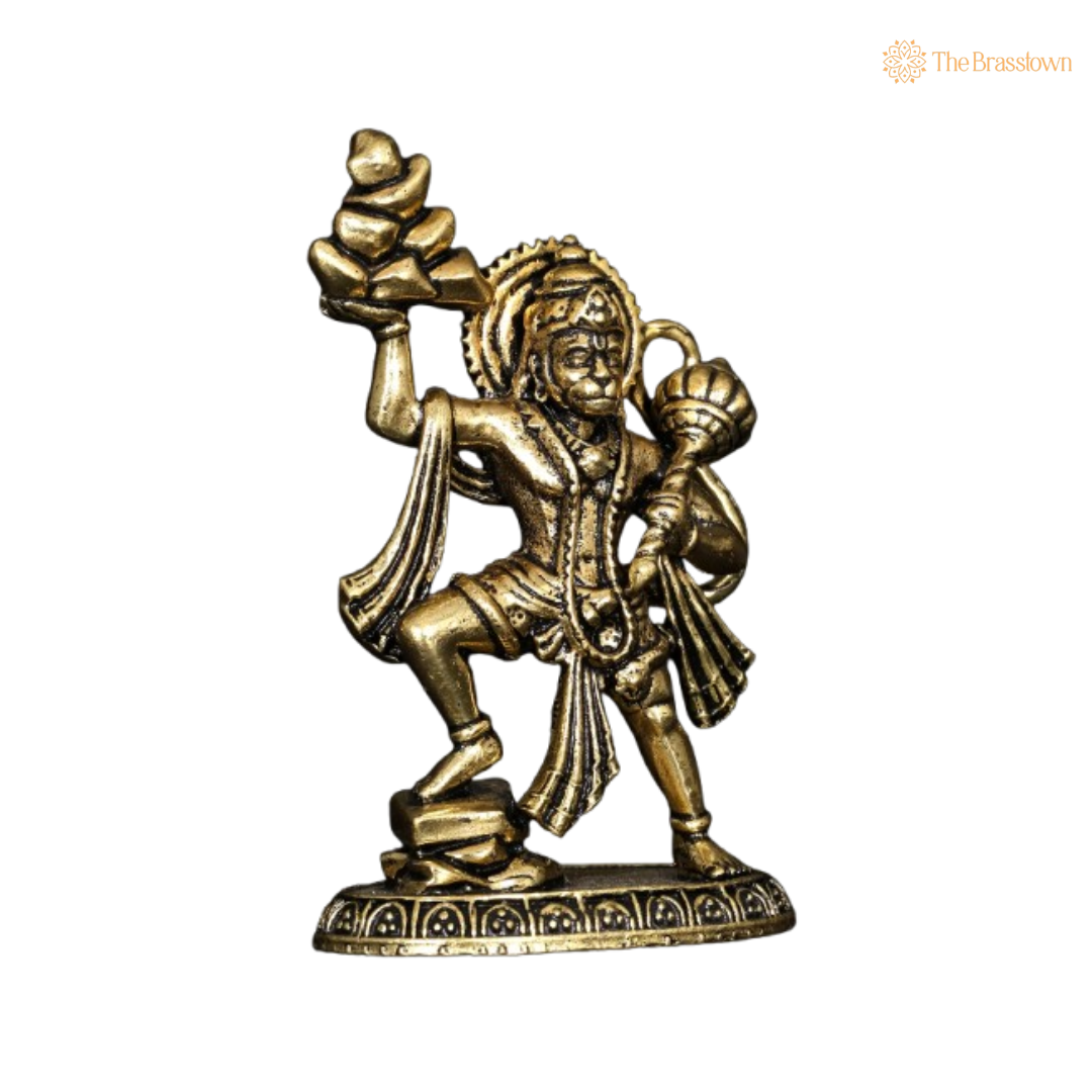 Brass Lord Hanuman Idol – The Mighty Devotee of Lord Rama 2 Inch