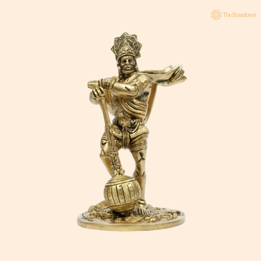 Brass Lord Hanuman Idol – The Mighty Vanara Warrior 7 Inch