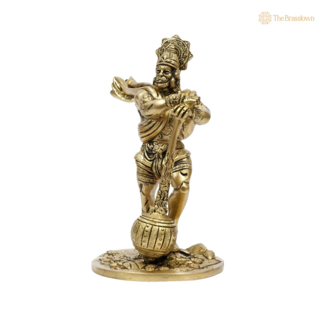 Brass Lord Hanuman Idol – The Mighty Vanara Warrior 7 Inch