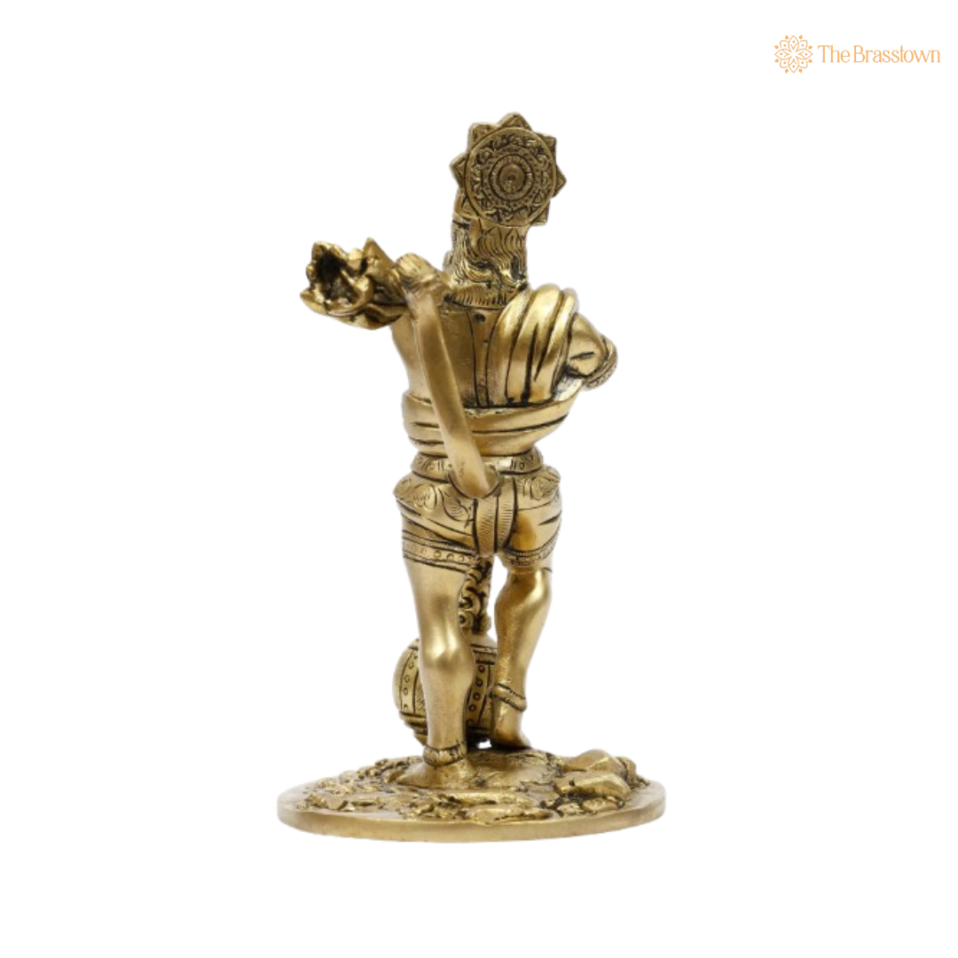 Brass Lord Hanuman Idol – The Mighty Vanara Warrior 7 Inch