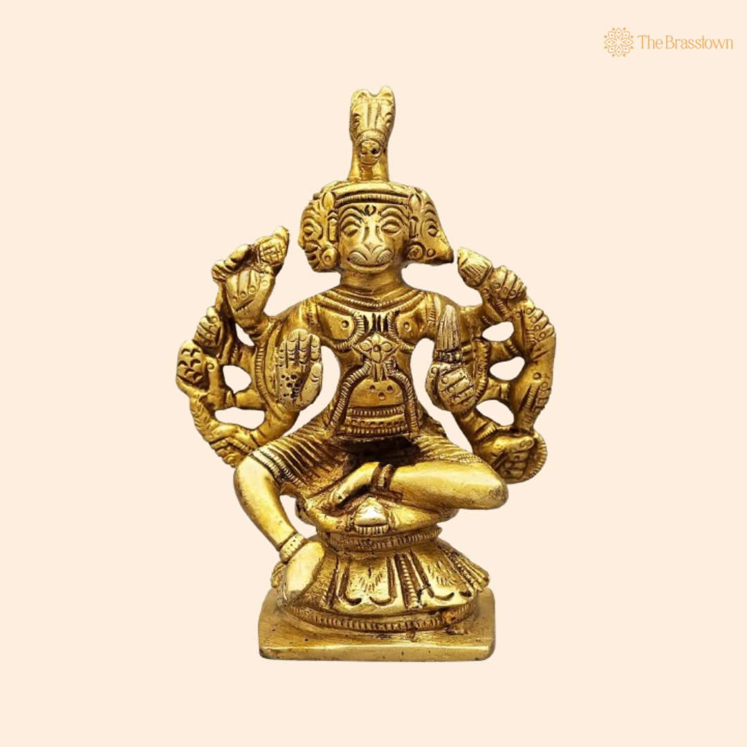 Brass Lord Hanuman Idol – The Protector of Strength and Devotion 3 Inch