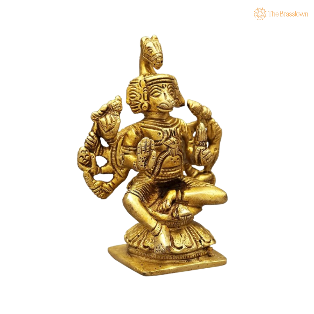 Brass Lord Hanuman Idol – The Protector of Strength and Devotion 3 Inch