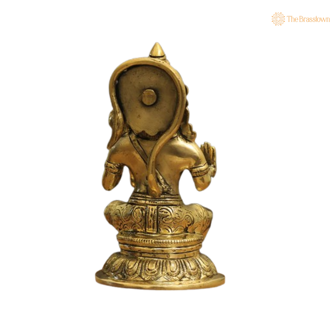 Brass Lord Hanuman Sitting Idol 7.5 Inch