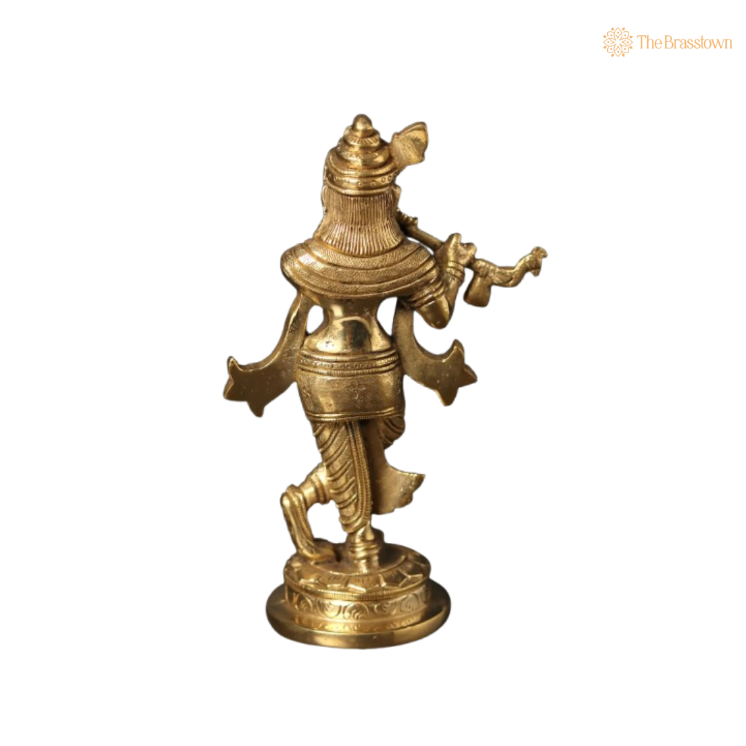 Brass Lord Krishna Flute Idol 6 Inch