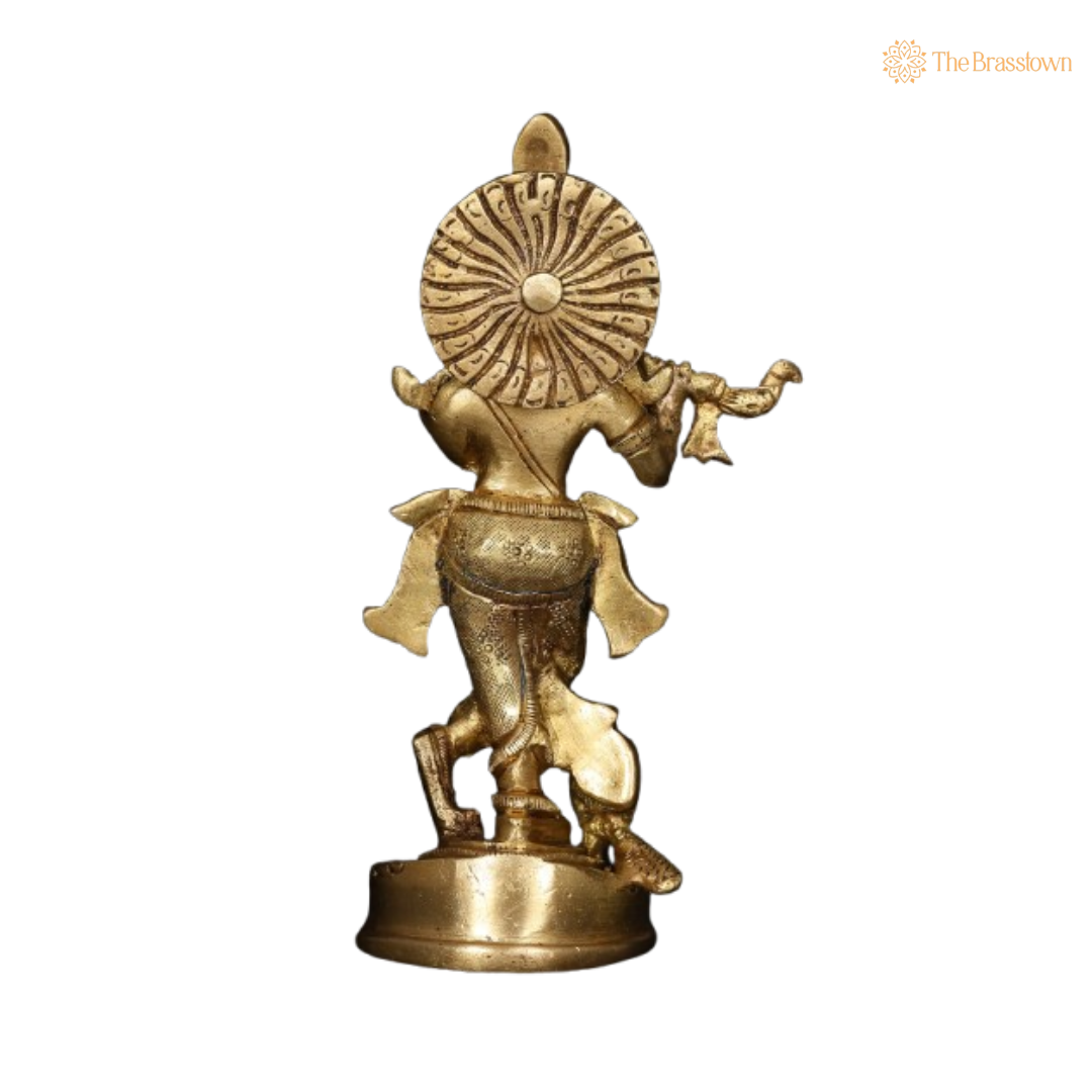 Brass Lord Krishna Flute Idol 6  Inch