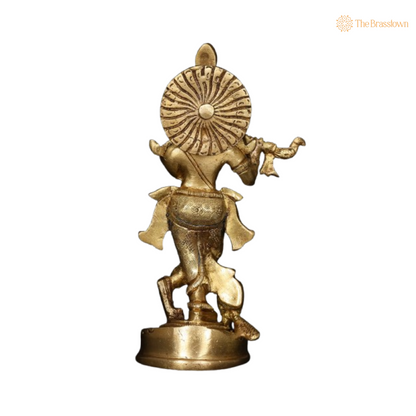 Brass Lord Krishna Flute Idol 6  Inch
