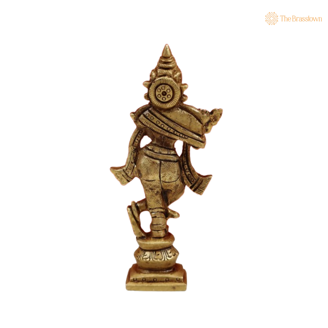 Brass Lord Krishna Flute Idol 4 Inch