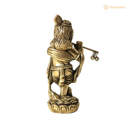 Brass Lord Krishna Flute Idol 5 Inch
