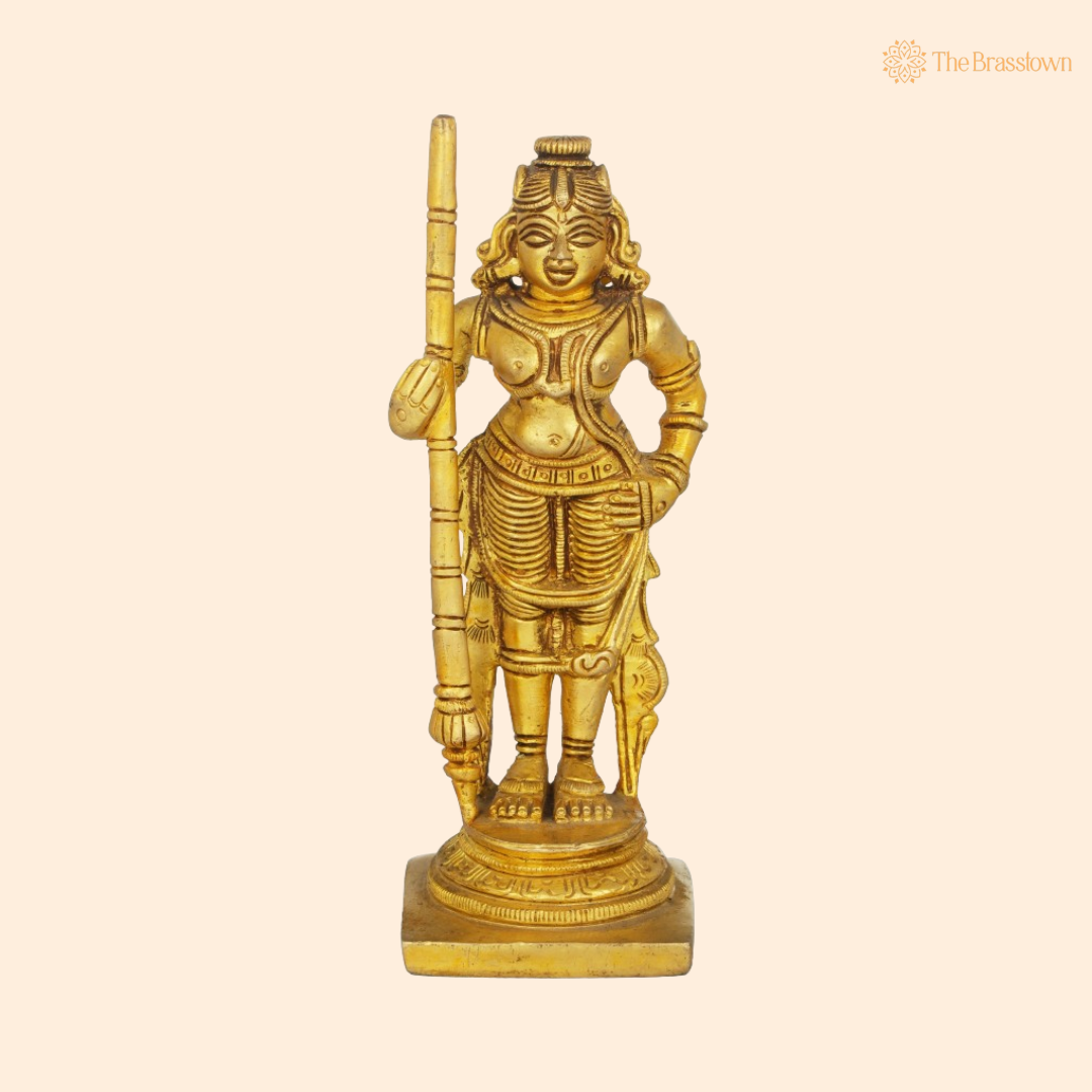 Brass Lord Krishna Idol with Flute 6 Inch