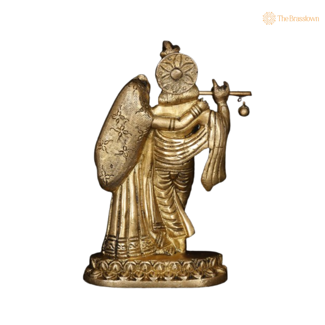 Brass Lord Krishna and Radha Idol 5 Inch