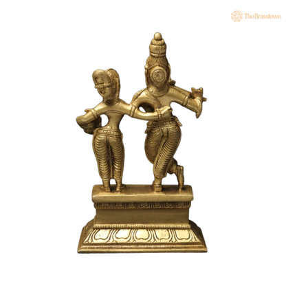 Brass Lord Krishna and Radha Idol 6 Inch